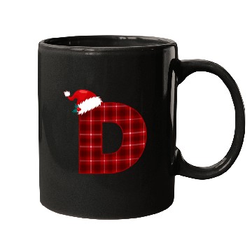 Discover Christmas Plaid Initial Letter D Monogram Santa Hat Graphic Mugs