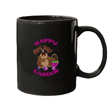 Discover Funny Easter Bunny in the Basket Eating Chocolate Rabbit Mugs