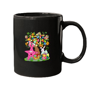 Discover Bunny Starfish Hunting Easter Eggs With Chick Cute Tree Mugs