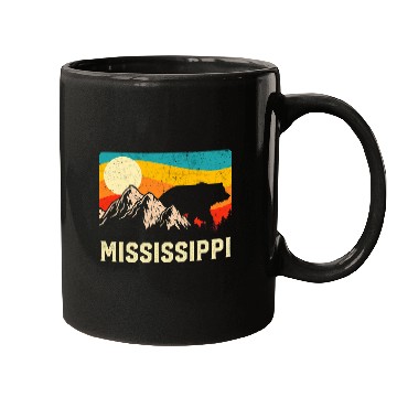 Discover Funny Bear Mississippi Nature Wild Bear Retro Sunset Hiking Cute Bears Mugs