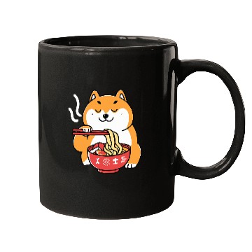 Discover Dog Shiba Inu Eating Ramen Noodles Anime Cartoon Kawaii Mugs