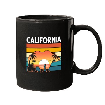 Discover Funny Bear Retro Californian Grizzly Bear Summer Palm Trees californias Cute Bears Mugs