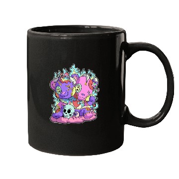 Discover Funny Bear Kawaii Pastel Goth Teddy Bear Skull Flames Eyes Cute Bears Mugs