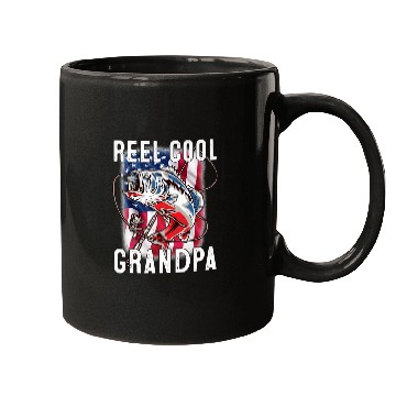 Discover Fishing Reel Cool Grandpa vintages Flag Fathers Day Premium11 Fisher Hook Fisher Mugs