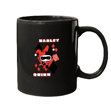Discover DC Comics Harley Quinn Chibi Diamond Portrait Logo Mugs