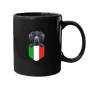 Discover Dog Great Dane Italy Flag Black Great Dane Dog In Pocket Mugs