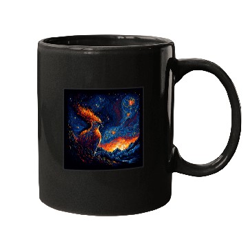Discover Surrealism Starry Night Phoenix Bird 1 Mugs