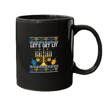 Discover Lets Get Lit Hanukkah Jew Menorah Jewish Chanukkah Xmas3 Mugs