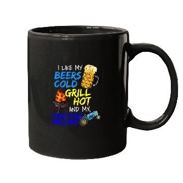 Discover Tractor driving Beer Lover Grillmaster Meat Grilling BBQ Tractor Pulling Mugs