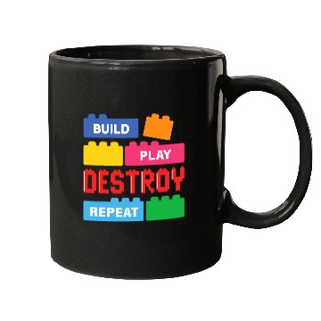 Discover Build Play Destroy Repeat Brick Builder Block Master Builder Mugs
