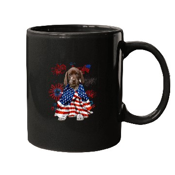 Discover Dog German Shorthaired Pointer Dog American USA Flag 4th of July Mugs