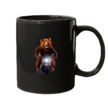 Discover Funny Bear Biker Grizzly Bear Riding Motorcycle Cute Bears Mugs