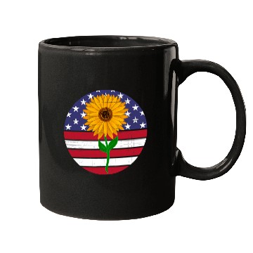 Discover Sunflower Distressed flag circle Mugs