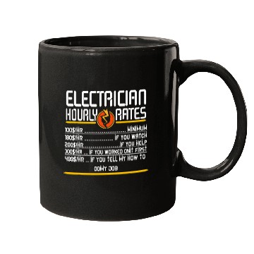 Discover Funny Electrician Lineman Fun Hourly Rate for Men Him dad Mugs