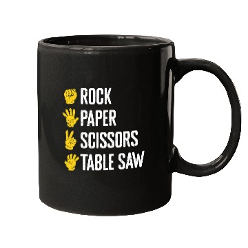 Discover Rock Paper Scissors Table Saw Funny Woodworker Carpenter Mugs