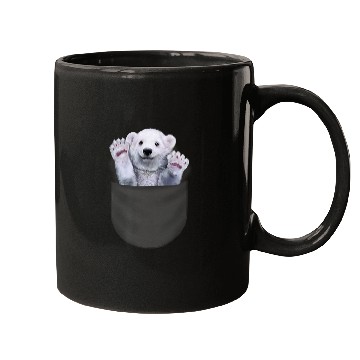 Discover Funny Bear Cute Polar Bear Waving from Pocket Cute Bears Mugs