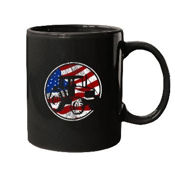 Discover Tractor driving Pulling American Flag vintages Tractor Pulling Mugs