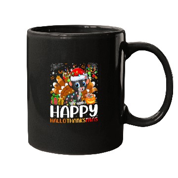 Discover panthers Gift Halloween Christmas Happy Hallothanksmas Mugs