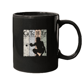 Discover Baseball Periodic Table Elements Nerd Baseball Catcher Retro 4 Mugs
