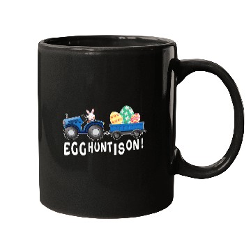 Discover Tractor driving Egg Hunt Is On Bunny riding Tractor with Easter for kids Mugs