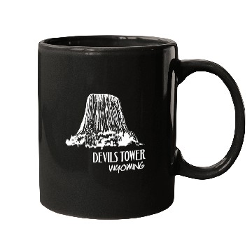 Discover Devils Tower Wyoming Art Illustration Tourist Souvenir Mugs