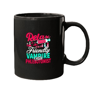 Discover Funny Phlebotomist Blood Technician nurses Friendly Vampire 1 Mugs