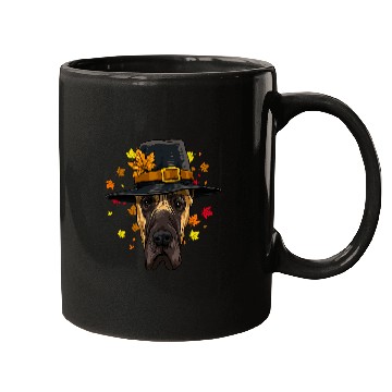 Discover Dog Great Dane Thanksgiving Great Dane Pilgrim Turkey Day Autumn Fall Dog Mugs