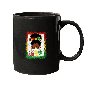 Discover Celebrate Juneteenth Black Women Messy Bun Girls Bleached Mugs
