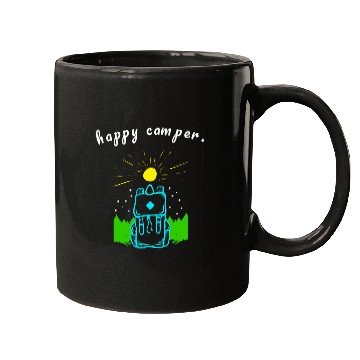 Discover Happy Camper Quote Hiking Wanderlust Mountain Camping Mugs