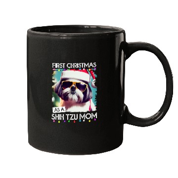 Discover First Christmas as a Shih Tzu mom 4 Mugs