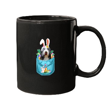 Discover Bunny Bearded Collie In Pocket Easter Day Eggs Bunny Dog Mugs