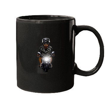 Discover Dog Rottweiler Riding Motorcycle Mugs