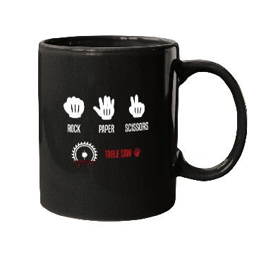 Discover Woodworking Rock Paper Scissors Table Saw Funny Carpenter Mugs