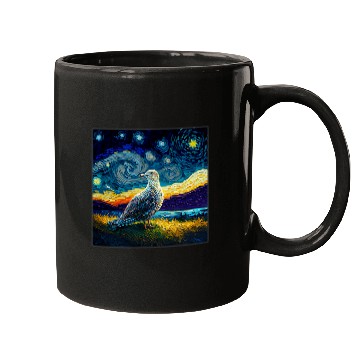 Discover Seagull Lover Surrealism Starry Night Seagull Mugs