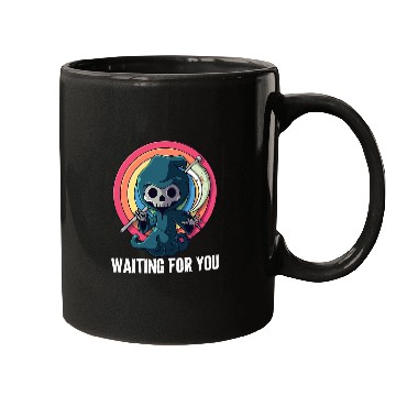 Discover Waiting For You Grim Reaper Funny Pun Scary 126 Mugs