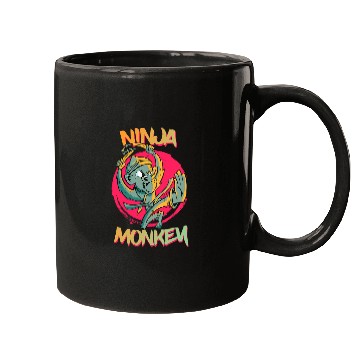 Discover Funny Ninja Monkey Martial Art Karate Monkey Banana Mugs