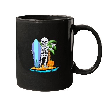 Discover Skeletons Skulls Surfing Halloween Jack O Lantern Pumpkin Surfer Skull Mugs