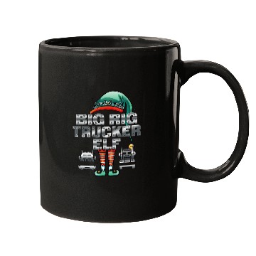 Discover Fun Christmas BIG RIG TRUCKER ELF Semi Truck Driver Mugs
