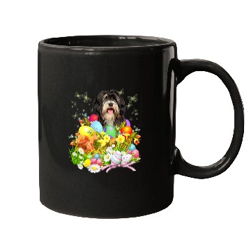 Discover Tibetan Terrier Bunny Dog With Easter Eggs Basket Cool Mugs