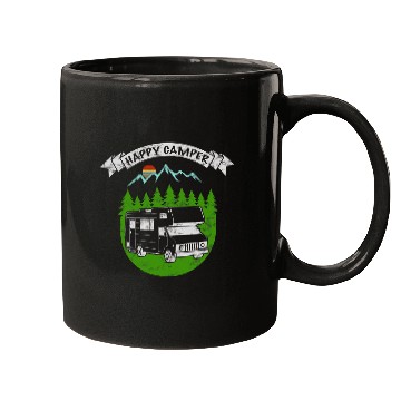 Discover Retro Sunset RV Happy Camper Camping Mugs