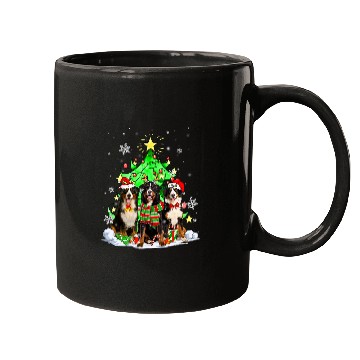 Discover Santa Bernese Mountain Dog Squad Christmas Tree Lights Mugs