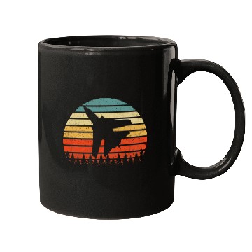 Discover Pilot Fighter Jet Retro Sunset Mugs