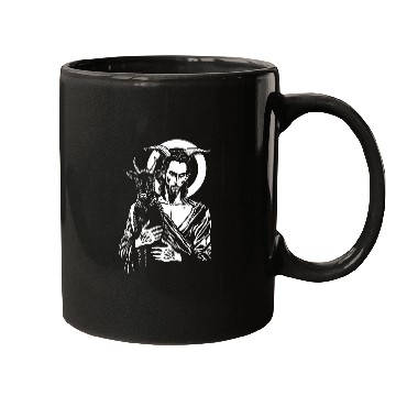 Discover Goats Lover Satanic Jesus Holding A Black Satanic Goat Mugs