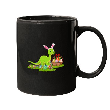 Discover Funny Easter Egg Hunting Bunny Brontosaurus Dinosaur Easter Mugs