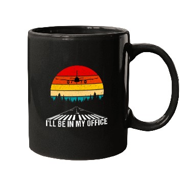 Discover Ill be in my office Pilot Flight Attendant vintages Retro Mugs