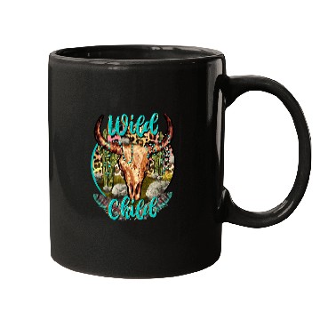 Discover Skeletons Skulls Leopard Boho Bull Skull Cactus Wild Child Western Country Skull Mugs