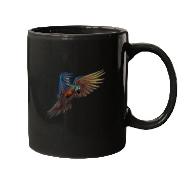 Discover Blue Yellow Macaw Flight Hand Drawn Style Mugs