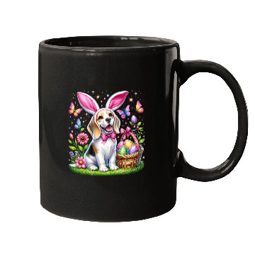 Discover Cute Bunny Beagle Dog Easter Eggs Basket Easter Day Delight Mugs