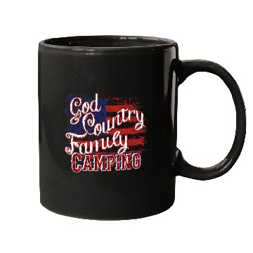 Discover Camping God Country Family Grunge USA Flag Mugs