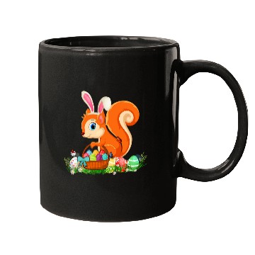 Discover Happy Easter Bunny Squirrel Holding Easter Egg Basket Mugs